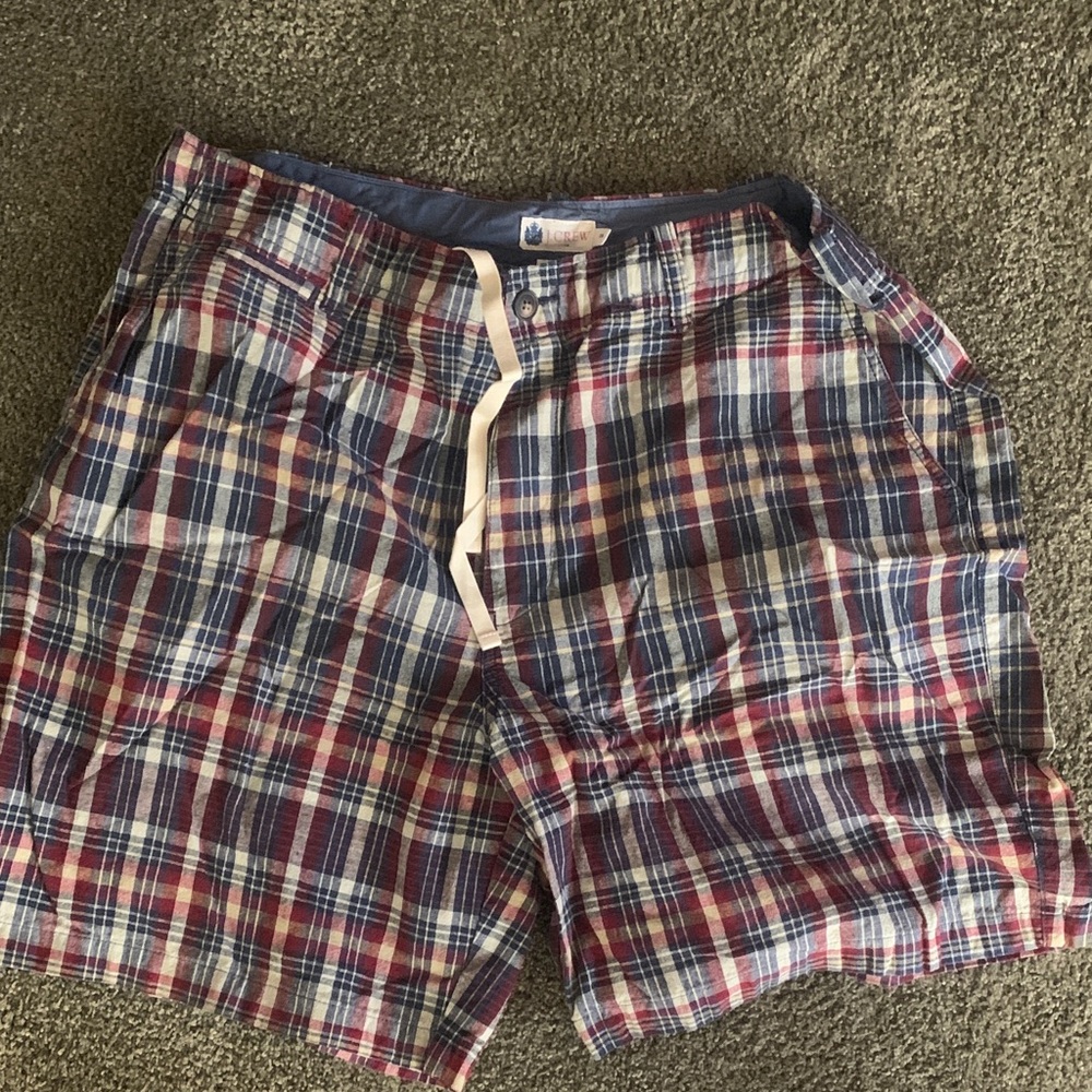 J. Crew Men's Plaid Drawstring Shorts - Red, Blue & White